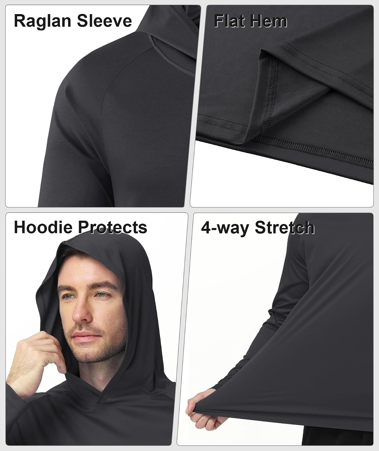 image:imageZITY 5 Pack Mens UPF 50 Hoodie Shirts Sun Protection Fishing Shirt Fast Dry Lightweight for Athletic Hiking WorkoutNavyLight BlueWhiteLight GrayBlack