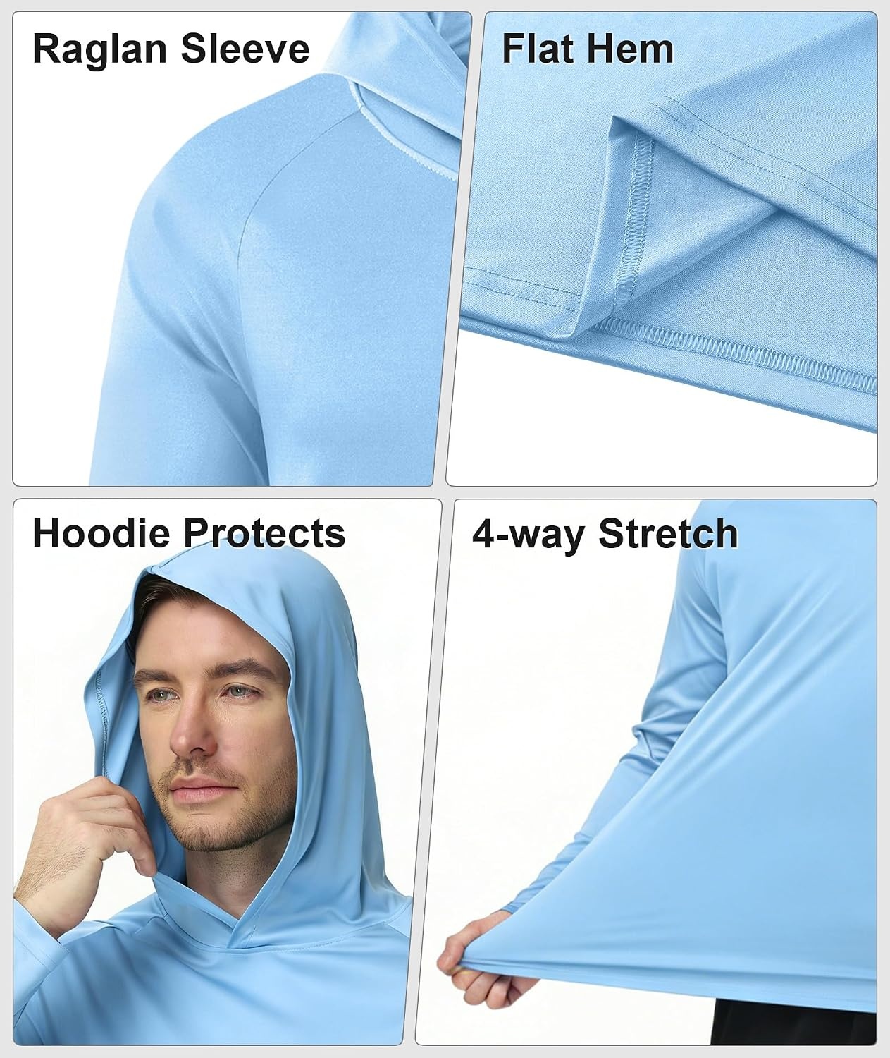 image:imageZITY 5 Pack Mens UPF 50 Hoodie Shirts Sun Protection Fishing Shirt Fast Dry Lightweight for Athletic Hiking WorkoutWhiteLight GrayLight GrayLight BlueLight Blue
