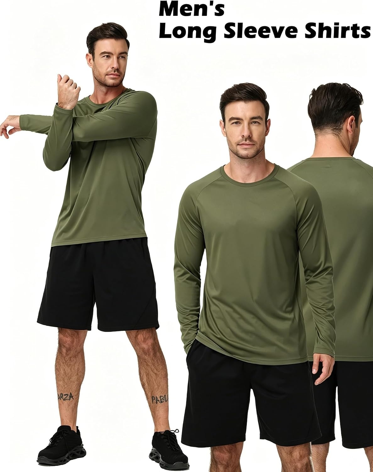 image:imageZITY 7 Pack Long Sleeve Shirts for Men UPF 50 Sun Protection TShirt Active Crew Neck Tee Workout Tops7packarmygreenWineredLightgrayDarkgrayBlackDarkblueNeongreen