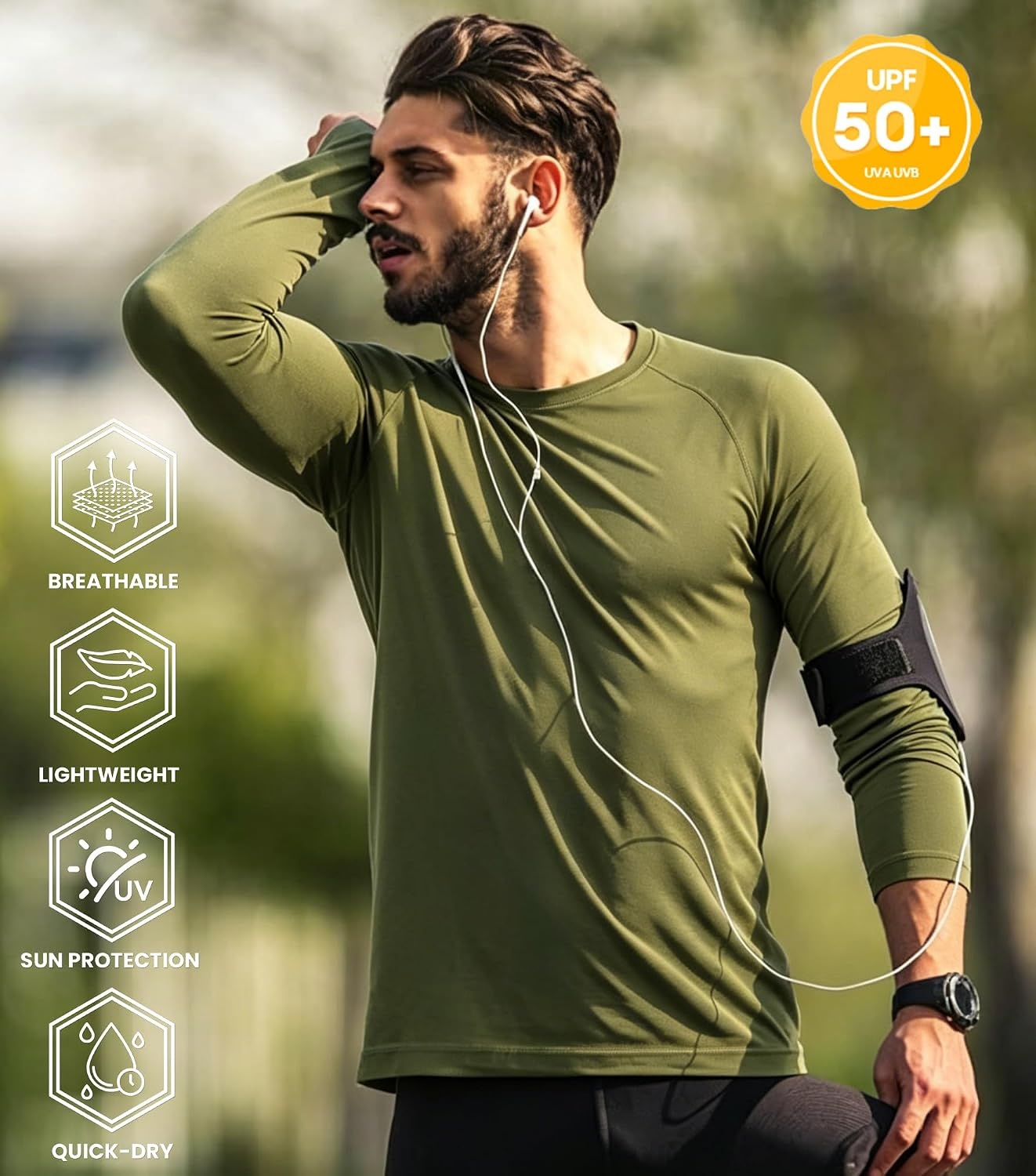 image:imageZITY 7 Pack Long Sleeve Shirts for Men UPF 50 Sun Protection TShirt Active Crew Neck Tee Workout Tops7packarmygreenWineredLightgrayDarkgrayBlackDarkblueNeongreen