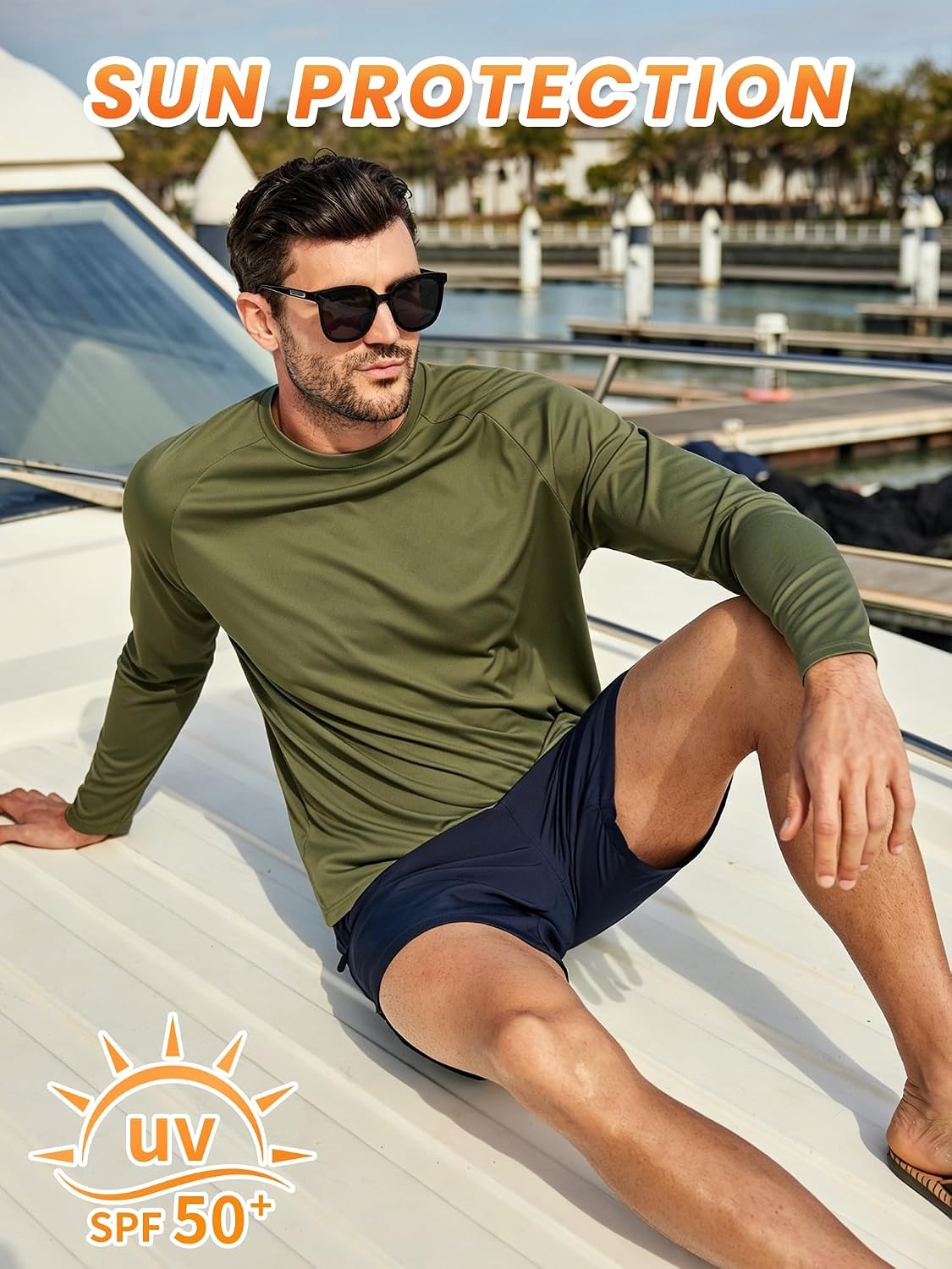 image:imageZITY 7 Pack Long Sleeve Shirts for Men UPF 50 Sun Protection TShirt Active Crew Neck Tee Workout Tops7packarmygreenWineredLightgrayDarkgrayBlackDarkblueNeongreen