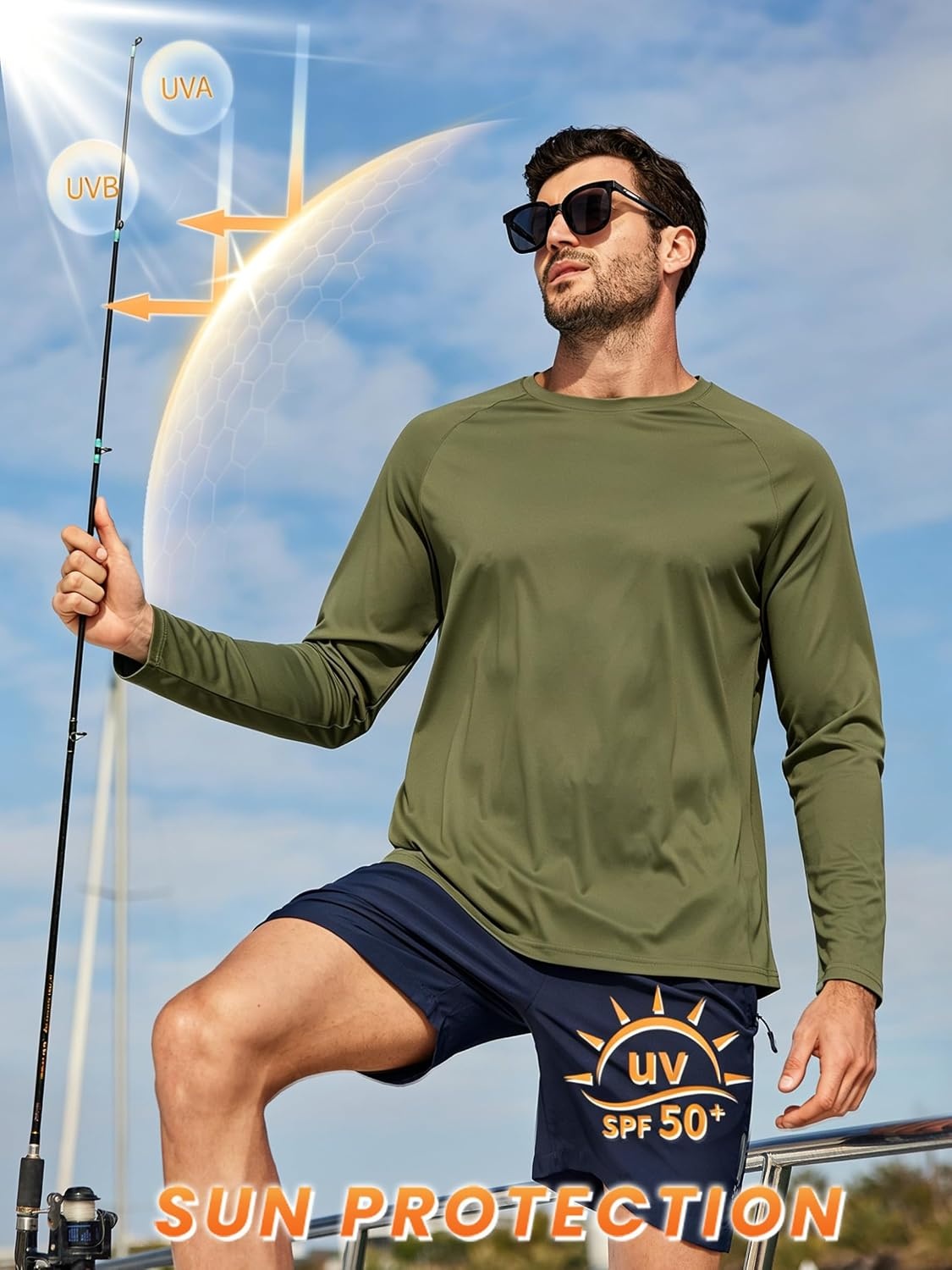 image:imageZITY 7 Pack Long Sleeve Shirts for Men UPF 50 Sun Protection TShirt Active Crew Neck Tee Workout Tops7packarmygreenWineredLightgrayDarkgrayBlackDarkblueNeongreen