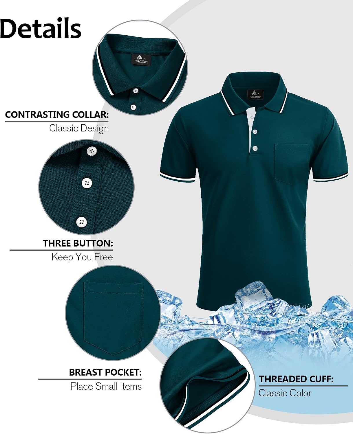 image:imageZITY Men Polo Shirts Short Sleeve with Pocket Golf Polo Wicking Shirts for Men Casual Collared TShirtsOne Darkblue