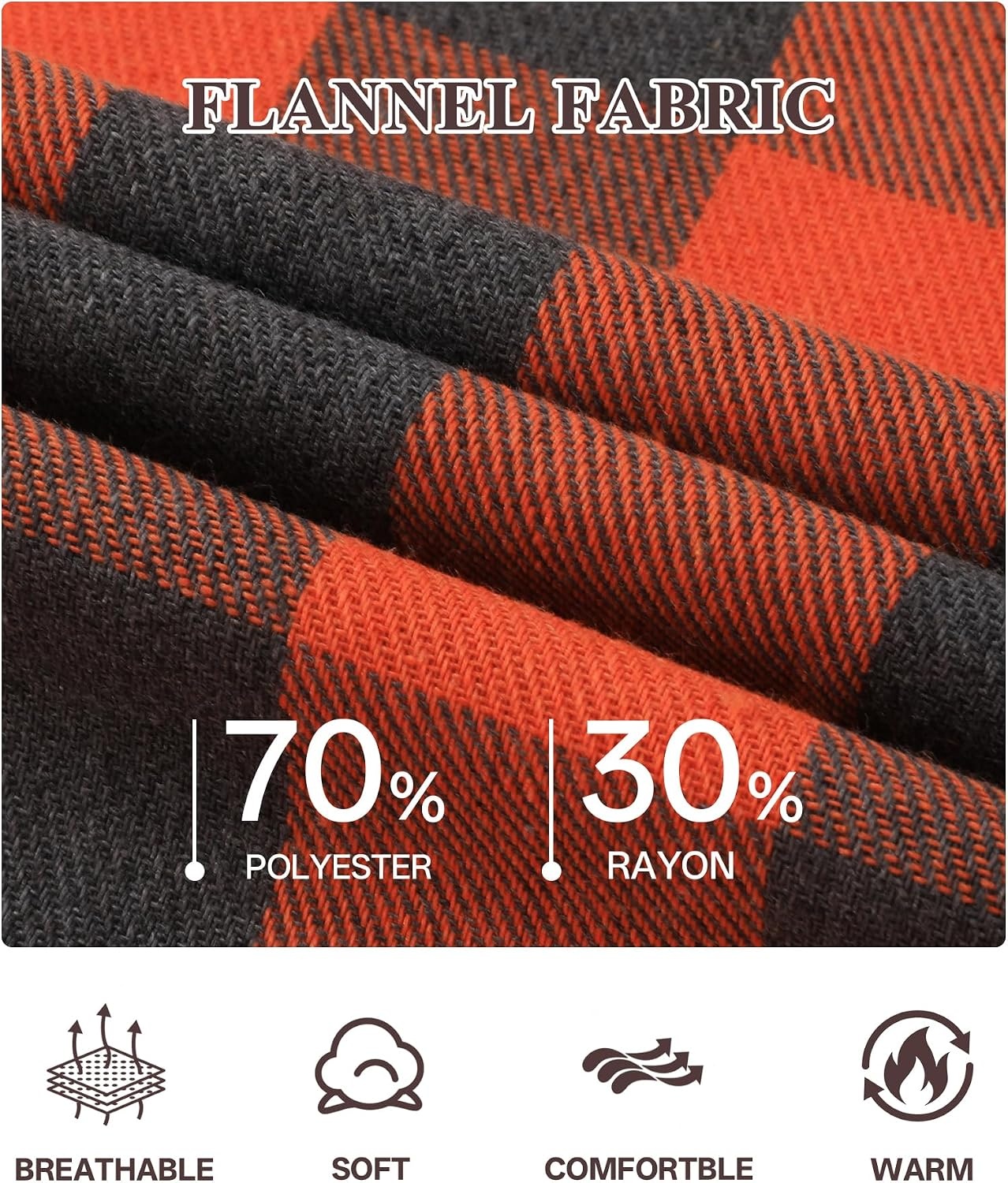 image:imageZITY Mens Cotton Linen Zip up Hoodies Long Sleeve Casual Tops Plaid Flannel Shirt with Hood Orange