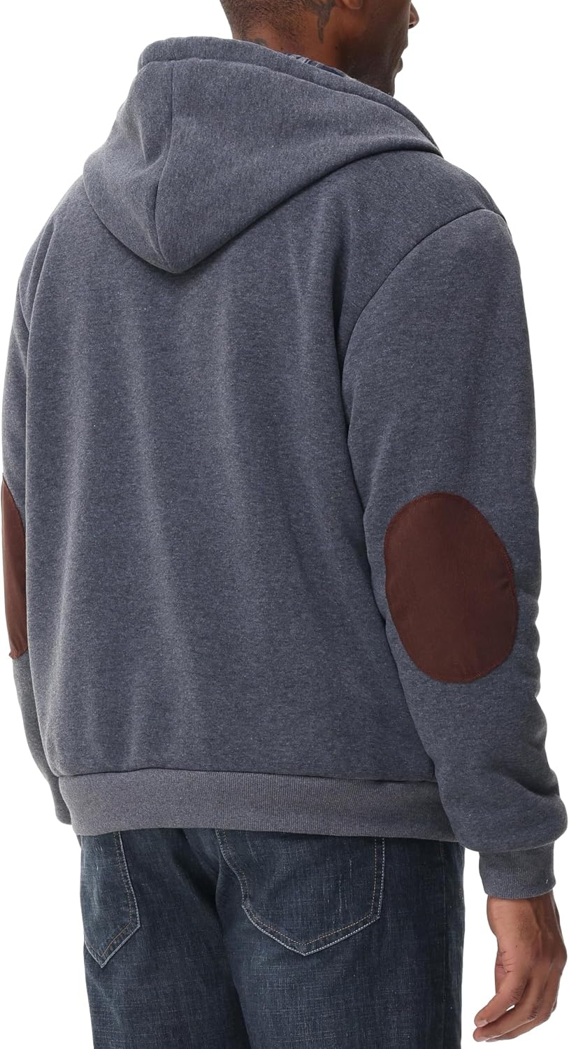 image:imageZITY Mens Flannel Plaid Lined Hoodies Zip Up Heavyweight Sweatshirt Winter Warm Thick CoatDeep Gray