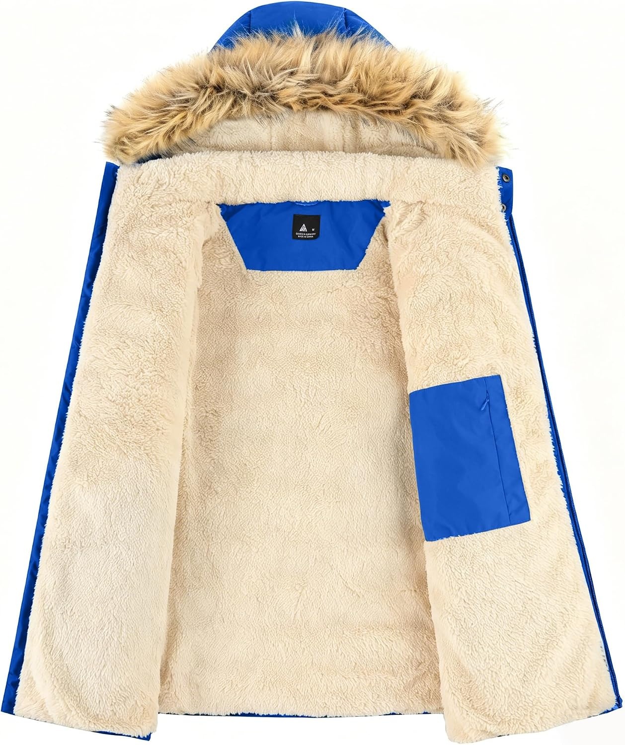 image:imageZITY Mens Winter Jackets Sherpa Lined Coats Insulated WaterResistant Fleece Jacket with Detachable Hood Warm Puffer ParkaBlue2