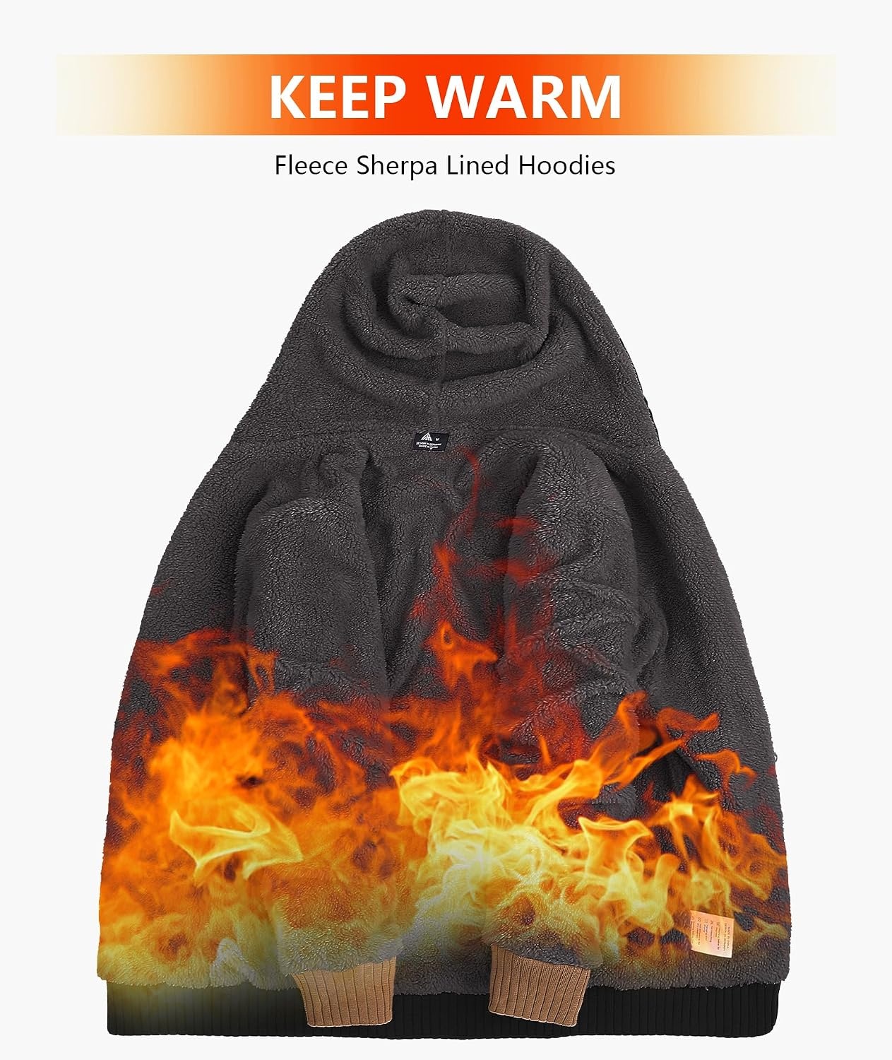 image:imageZITY Mens Zip Up Hoodie Heavyweight Winter Sweatshirt Fleece Sherpa Lined Warm JacketBlackKhaki