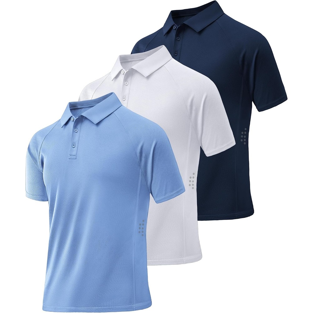 image:imageZITY 3 Pack Mens Polo Shirts Short Sleeve Performance Moisture Wicking Business Casual Athletic Collared Golf Shirts for MenWhitenavylight Blue