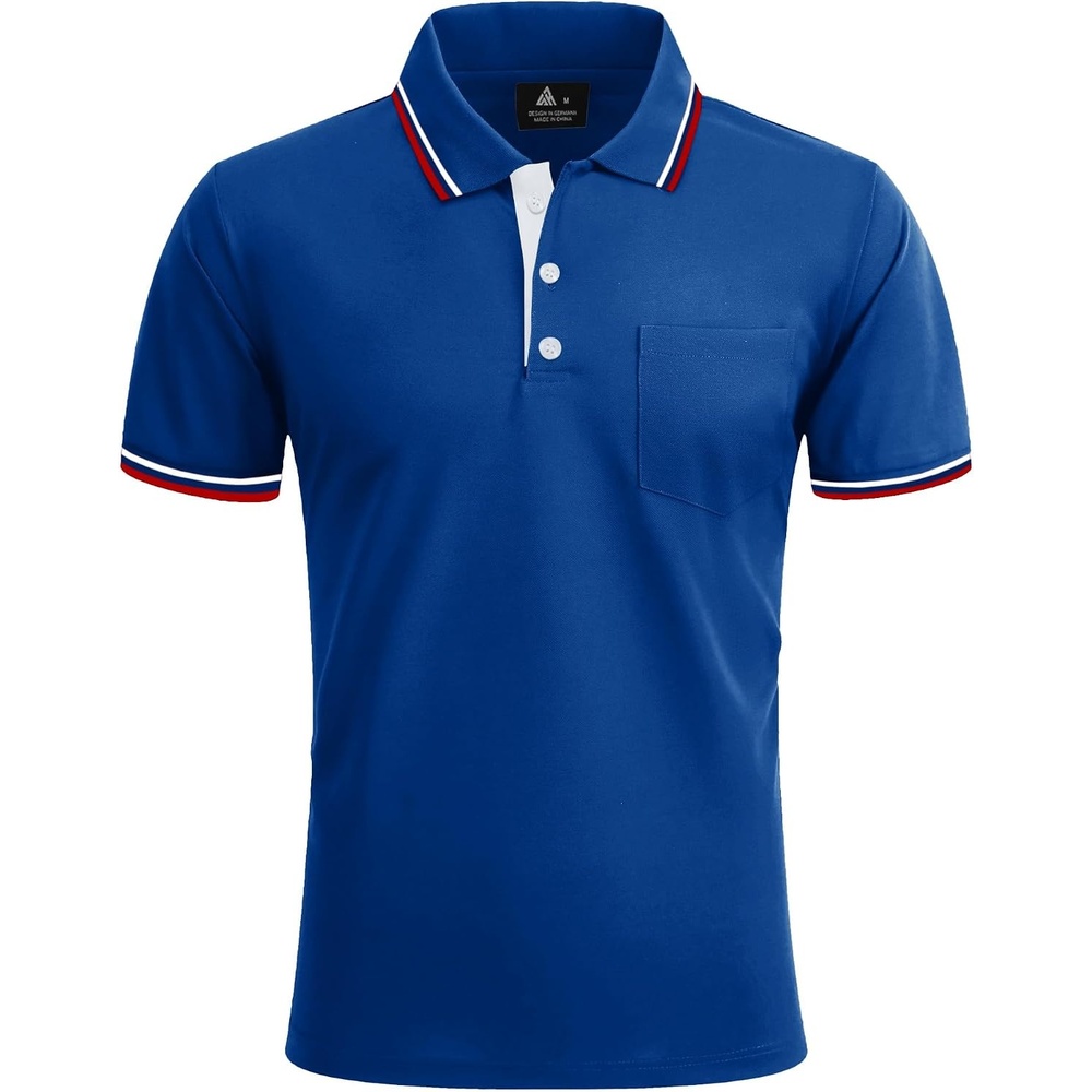 image:imageZITY Men Polo Shirts Short Sleeve with Pocket Golf Polo Wicking Shirts for Men Casual Collared TShirtsOne Blue
