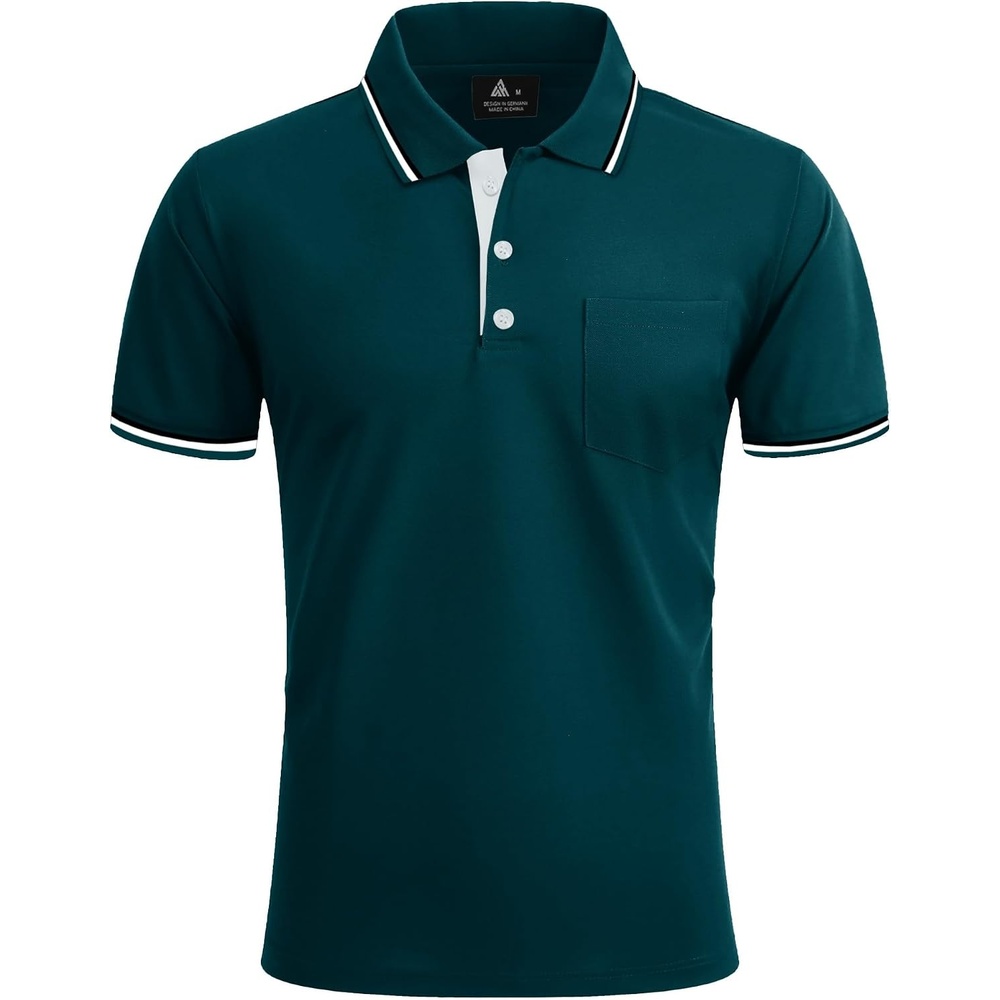 image:imageZITY Men Polo Shirts Short Sleeve with Pocket Golf Polo Wicking Shirts for Men Casual Collared TShirtsOne Darkblue