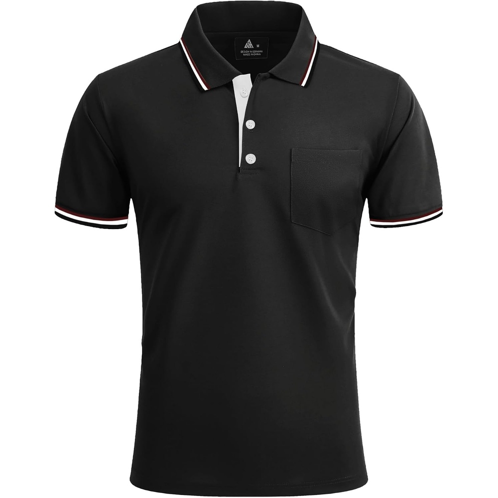 image:imageZITY Men Polo Shirts Short Sleeve with Pocket Golf Polo Wicking Shirts for Men Casual Collared TShirtsOne Grey