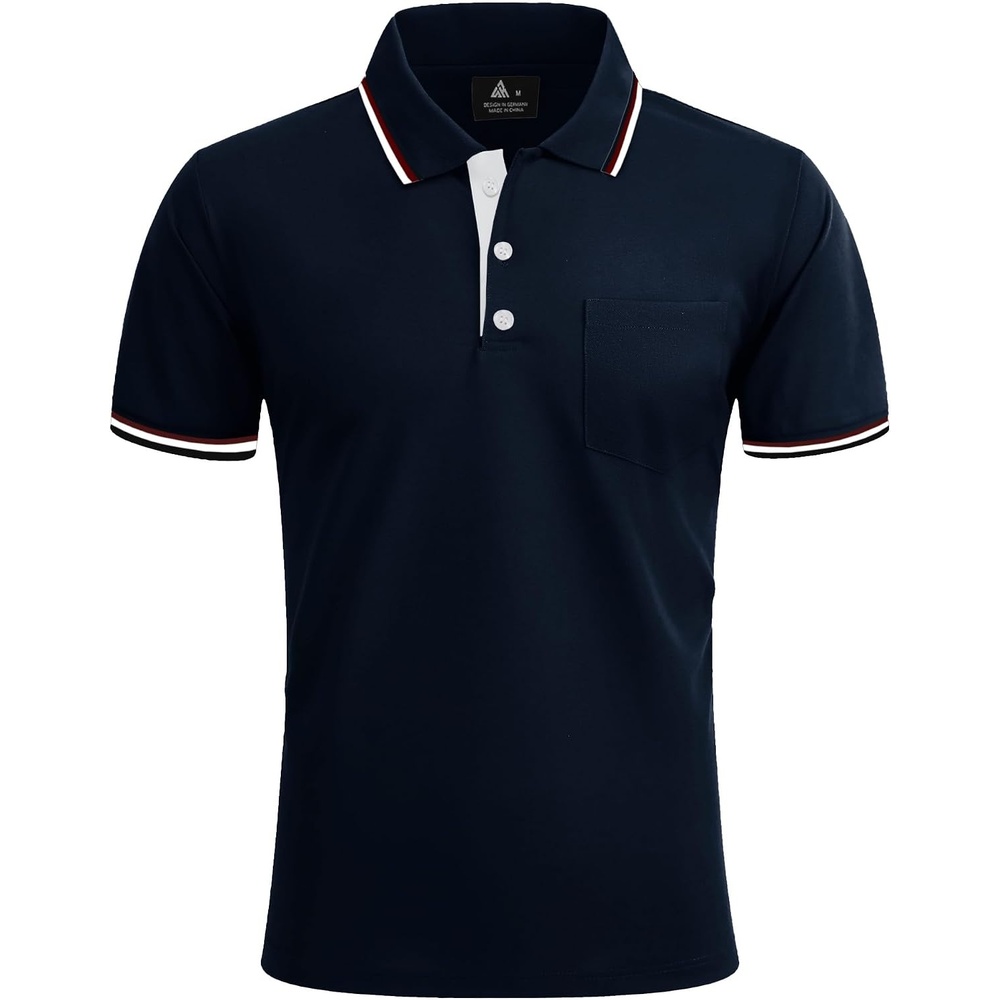image:imageZITY Men Polo Shirts Short Sleeve with Pocket Golf Polo Wicking Shirts for Men Casual Collared TShirtsOne Navy