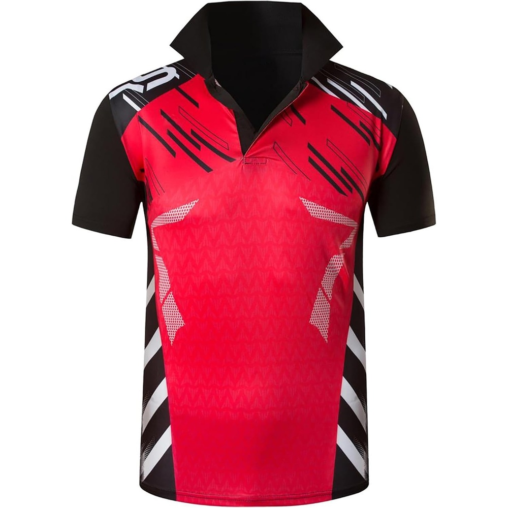 image:imageZITY Mens Golf Shirt Short Sleeve Performance Athletic Sport Moisture Wicking Tennis Print Tee Collared Polo Shirts for MenRed