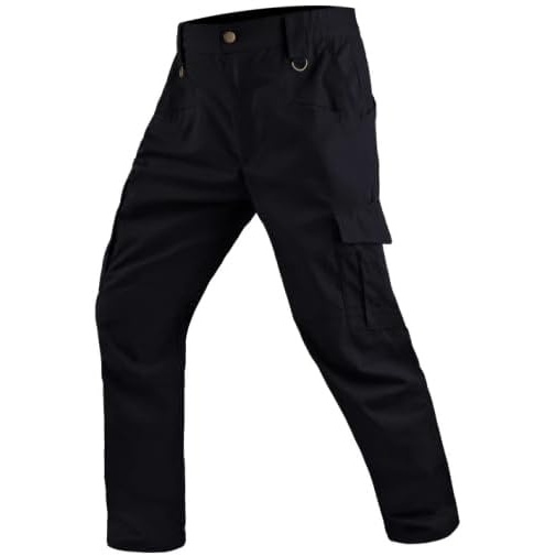 image:imageZITY Mens Lightweight Tactical Cargo Pants Ripstop Water Resistant 9 Pockets Work Hiking Outdoor Combat Daily UseBlack