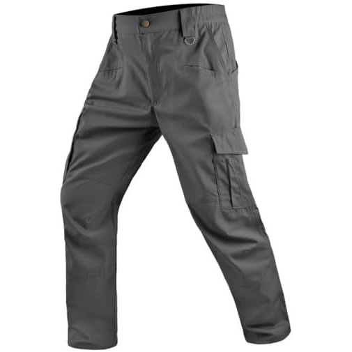 image:imageZITY Mens Lightweight Tactical Cargo Pants Ripstop Water Resistant 9 Pockets Work Hiking Outdoor Combat Daily UseGrey