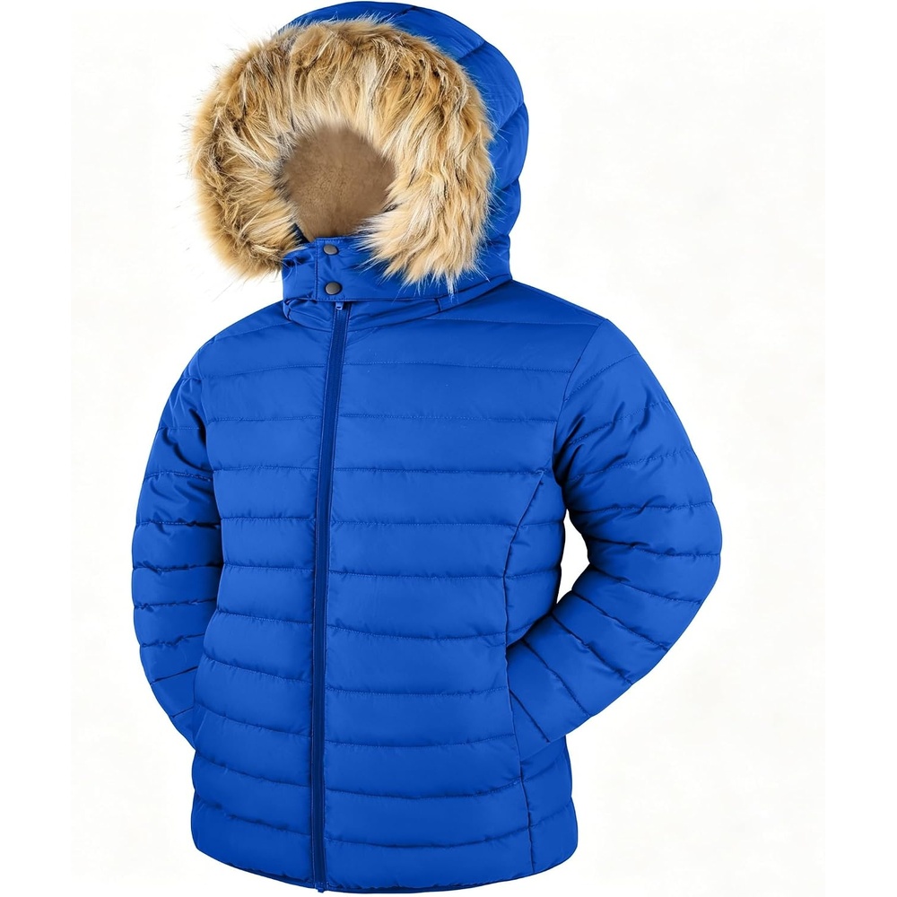 image:imageZITY Mens Winter Jackets Sherpa Lined Coats Insulated WaterResistant Fleece Jacket with Detachable Hood Warm Puffer ParkaBlue2