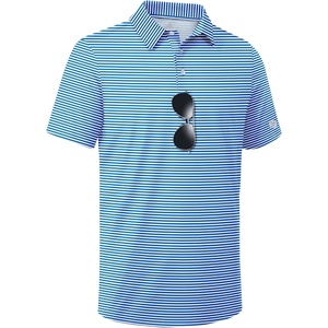 ZITY 3 Pack Golf Shirts for Men Short Sleeve UPF 50+ Performance Moisture Wicking Casual Striped Collared Polo Shirts(Blue Striped)