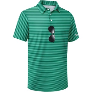 ZITY 3 Pack Golf Shirts for Men Short Sleeve UPF 50+ Performance Moisture Wicking Casual Striped Collared Polo Shirts(Green Striped)
