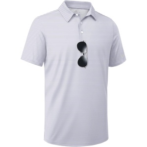 ZITY 3 Pack Golf Shirts for Men Short Sleeve UPF 50+ Performance Moisture Wicking Casual Striped Collared Polo Shirts(Grey Striped)