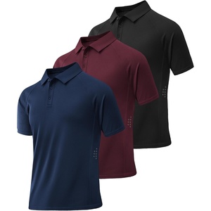 ZITY 3 Pack Mens Polo Shirts Short Sleeve Performance Moisture Wicking Business Casual Athletic Collared Golf Shirts for Men(Wine Red+black+navy)