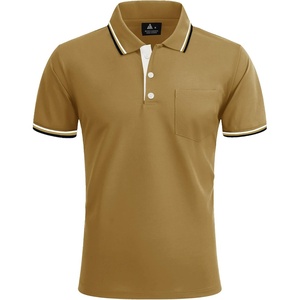 ZITY Men Polo Shirts Short Sleeve with Pocket Golf Polo Wicking Shirts for Men Casual Collared T-Shirts(One Khaki)