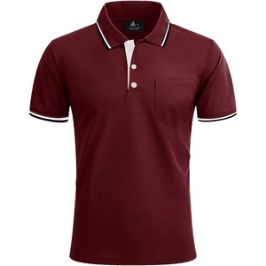 ZITY Men Polo Shirts Short Sleeve with Pocket Golf Polo Wicking Shirts for Men Casual Collared T-Shirts(One Red)