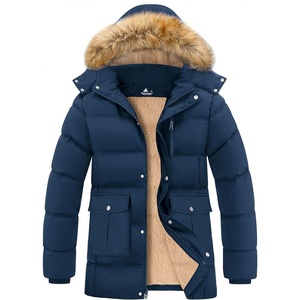 ZITY Men’s Winter Jacket Thicken Sherpa Lined Fleece Parka Long Outerwear Fur Coats Water-Resistant Windproof Hooded Jackets(Midnight Slate)