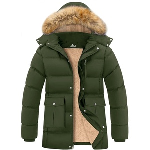 ZITY Men’s Winter Jacket Thicken Sherpa Lined Fleece Parka Long Outerwear Fur Coats Water-Resistant Windproof Hooded Jackets(Olive Night)