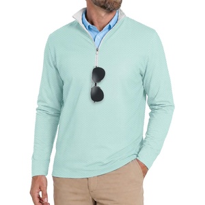 ZITY Quarter Zip Pullover for Men Golf Shirts Long Sleeve Print UPF 50+ Sun Protection Moisture Wicking Athletic Sweatshirt(Light Green Pineapple)