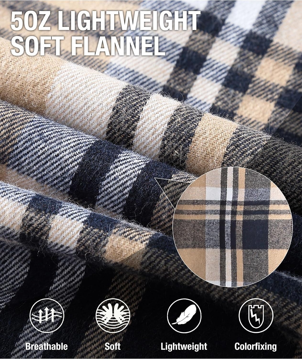 image:image5 Pack Hooded Flannel Shirt for Men Long Sleeve Casual Stylish Button Down Plaid Hoodie Shirts with Pocket