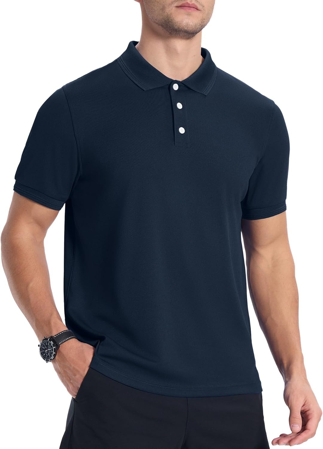 image:imageZITY 3 Pack Mens Polo Shirts Short Sleeve Sports MoistureWicking Golf Shirt Business Causal Summer TopsBlacknavydark Grey