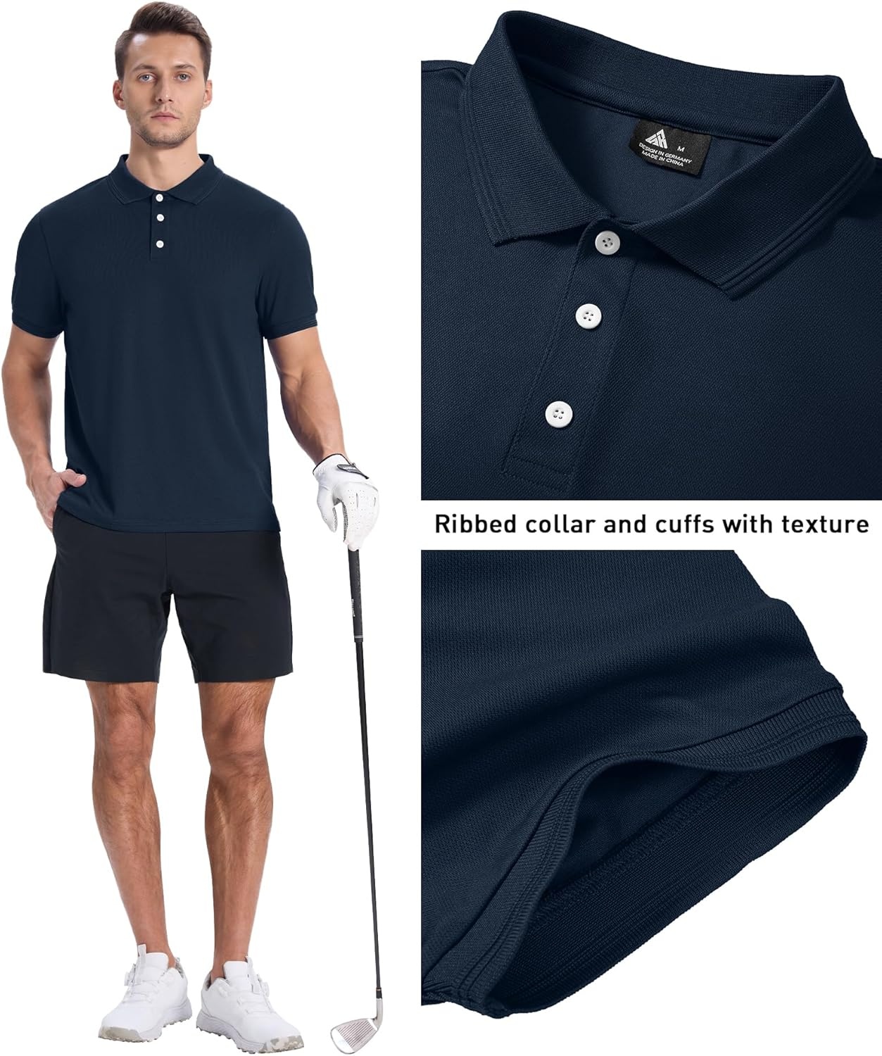 image:imageZITY 3 Pack Mens Polo Shirts Short Sleeve Sports MoistureWicking Golf Shirt Business Causal Summer TopsBlacknavydark Grey