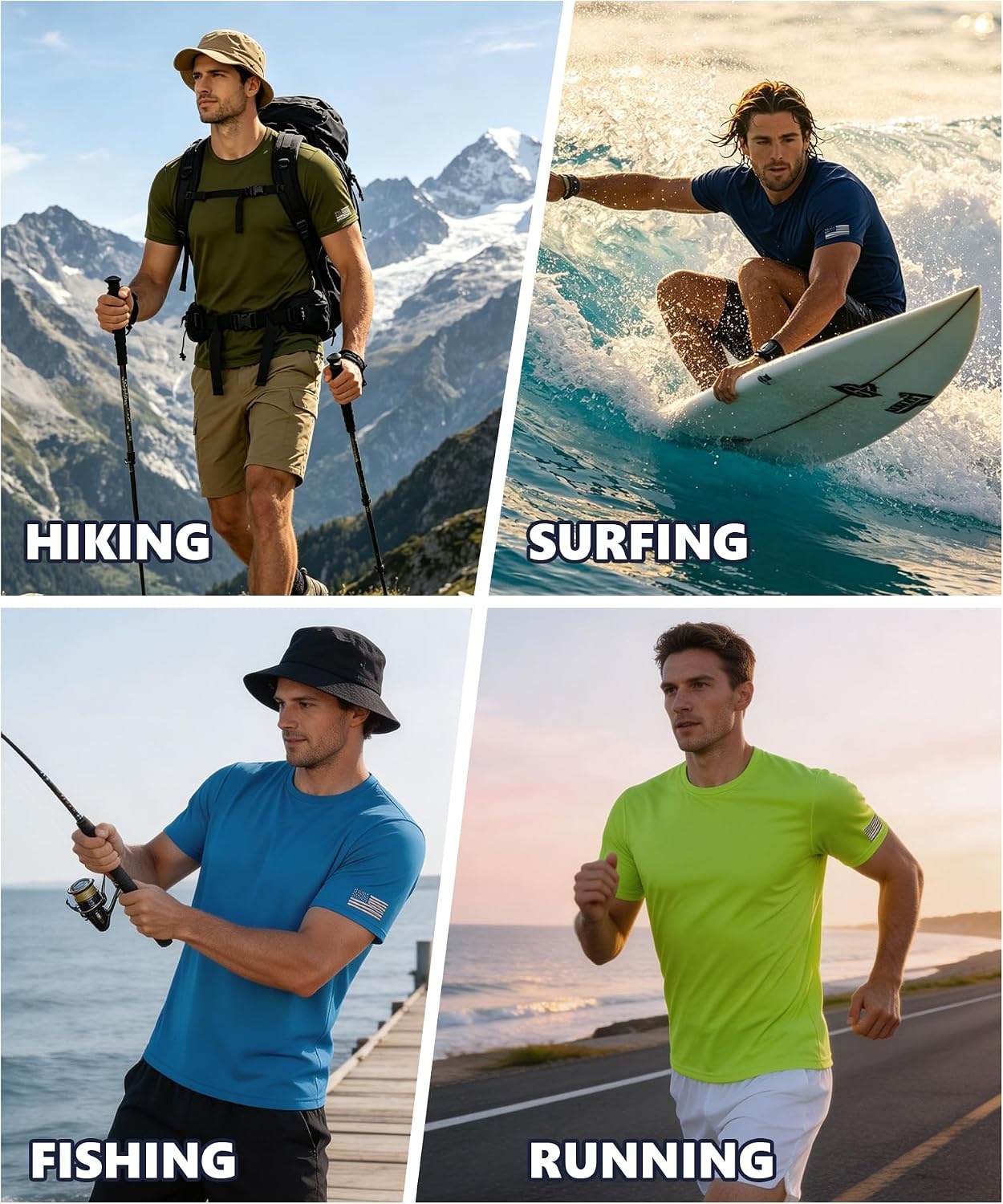 image:imageZITY 3 Pack Mens Swim Shirt UPF 50 Rash Guard Short Sleeve Sun Protection TShirts Fishing Beach Workout ShirtsDarkblue White Lightblue