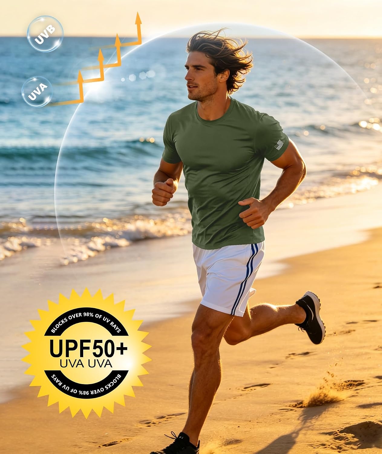 image:imageZITY 3 Pack Mens Swim Shirt UPF 50 Rash Guard Short Sleeve Sun Protection TShirts Fishing Beach Workout ShirtsDarkgray Black Armygreen