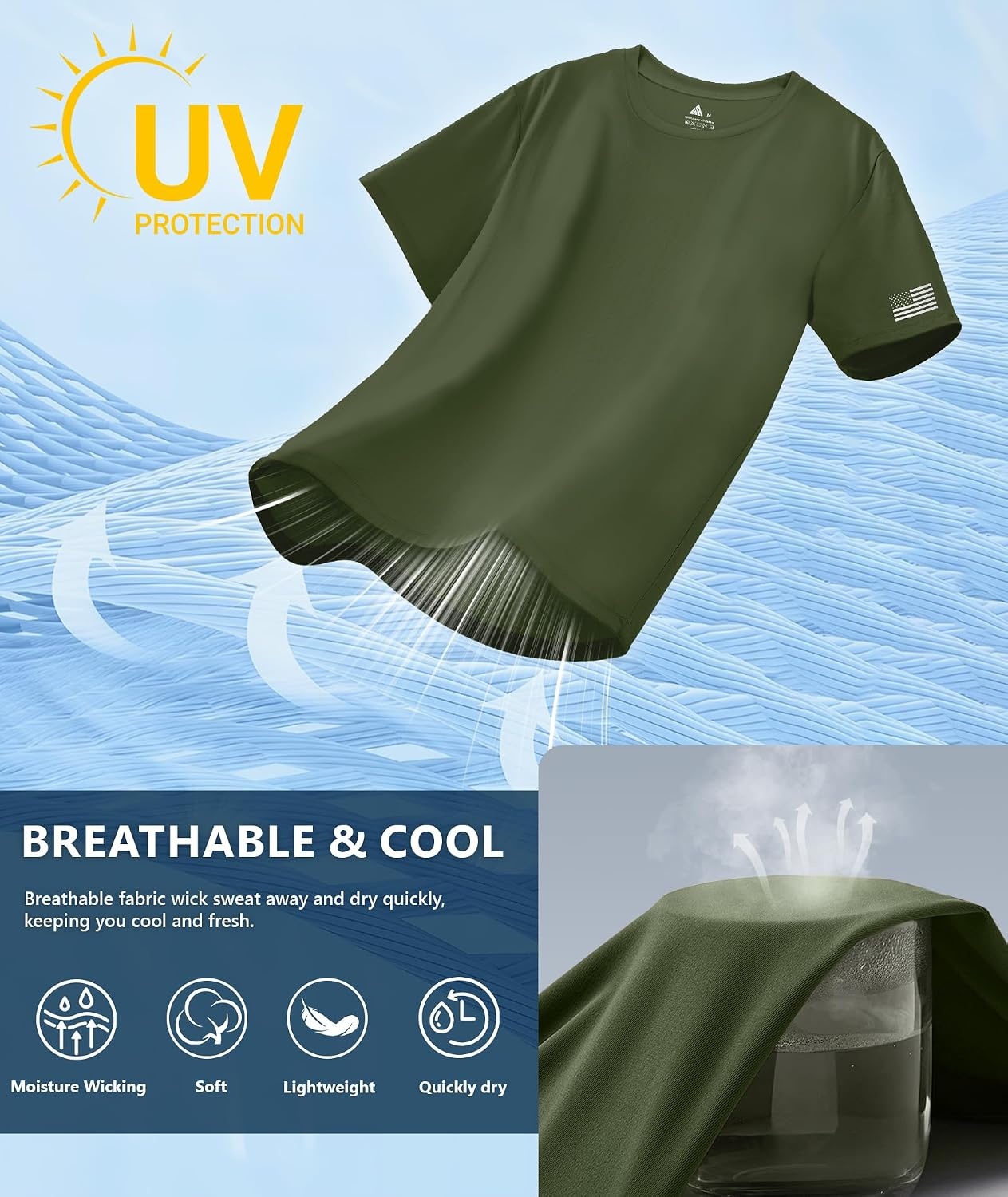 image:imageZITY 3 Pack Mens Swim Shirt UPF 50 Rash Guard Short Sleeve Sun Protection TShirts Fishing Beach Workout ShirtsDarkgray Black Armygreen