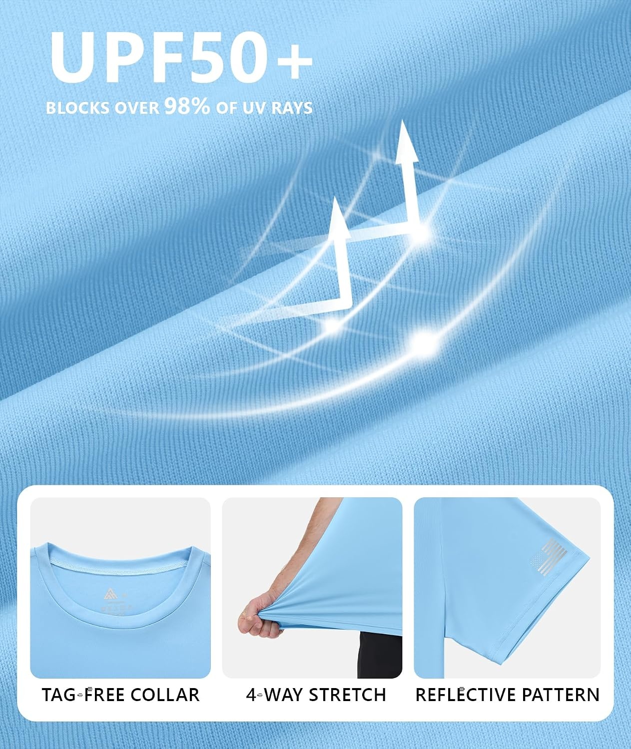 image:imageZITY 3 Pack Mens Swim Shirt UPF 50 Rash Guard Short Sleeve Sun Protection TShirts Fishing Beach Workout ShirtsLightgray Lightblue Darkgray