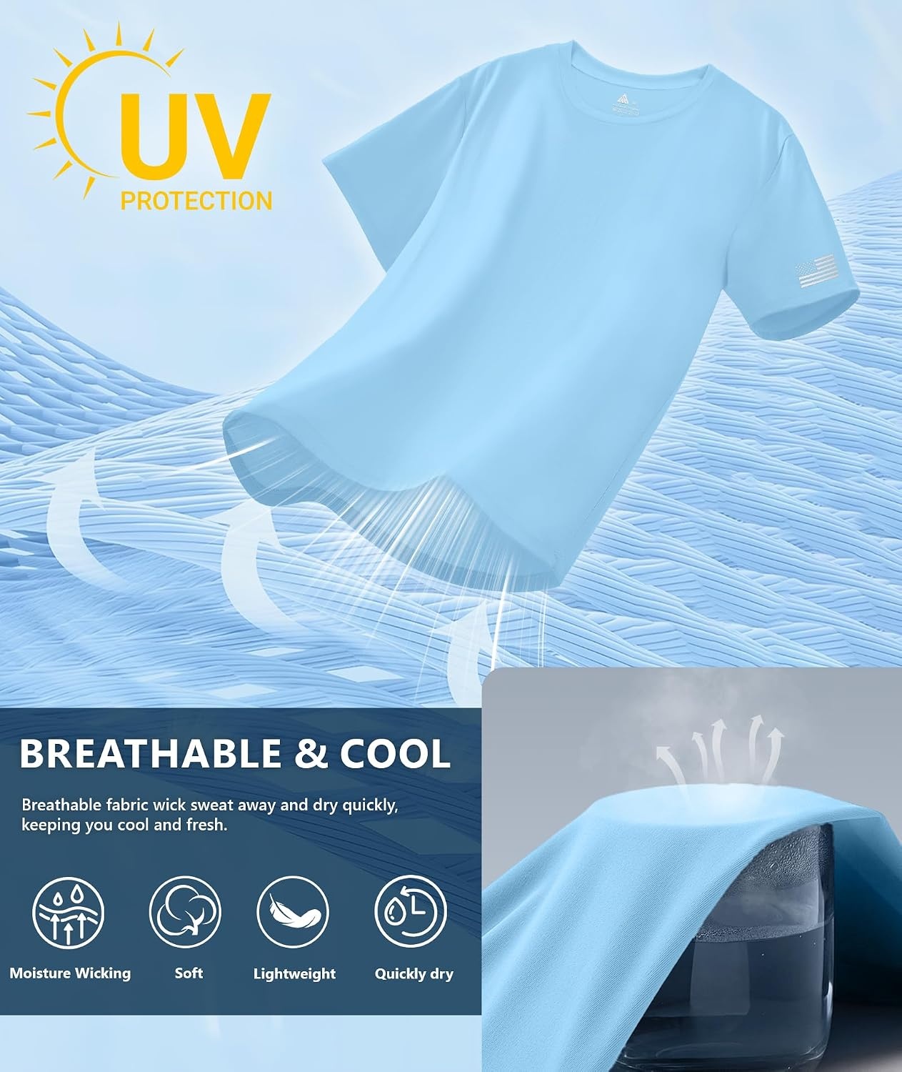 image:imageZITY 3 Pack Mens Swim Shirt UPF 50 Rash Guard Short Sleeve Sun Protection TShirts Fishing Beach Workout ShirtsLightgray Lightblue Darkgray