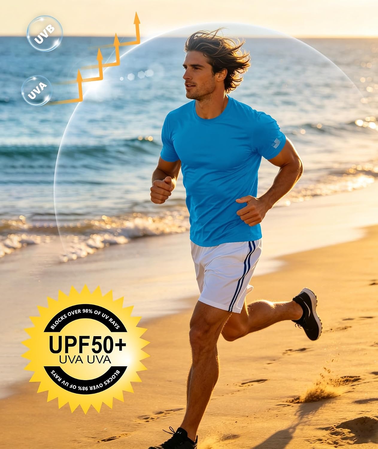 image:imageZITY 3 Pack Mens Swim Shirt UPF 50 Rash Guard Short Sleeve Sun Protection TShirts Fishing Beach Workout ShirtsLightgray Lightblue Skyblue