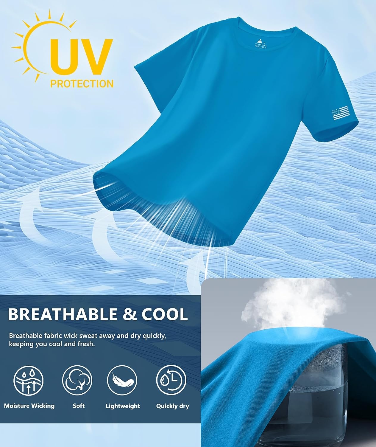 image:imageZITY 3 Pack Mens Swim Shirt UPF 50 Rash Guard Short Sleeve Sun Protection TShirts Fishing Beach Workout ShirtsLightgray Lightblue Skyblue