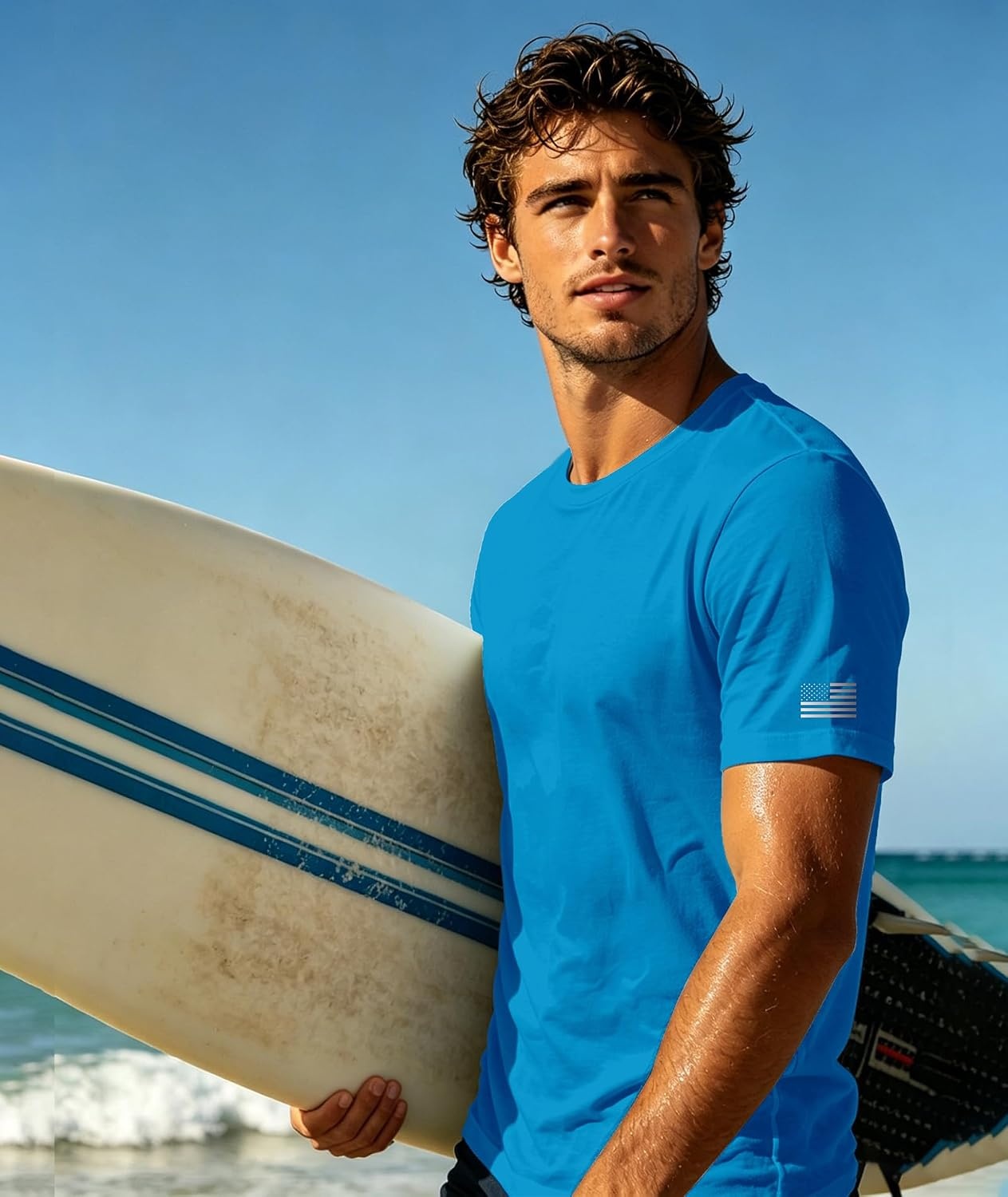 image:imageZITY 3 Pack Mens Swim Shirt UPF 50 Rash Guard Short Sleeve Sun Protection TShirts Fishing Beach Workout ShirtsLightgray Lightblue Skyblue