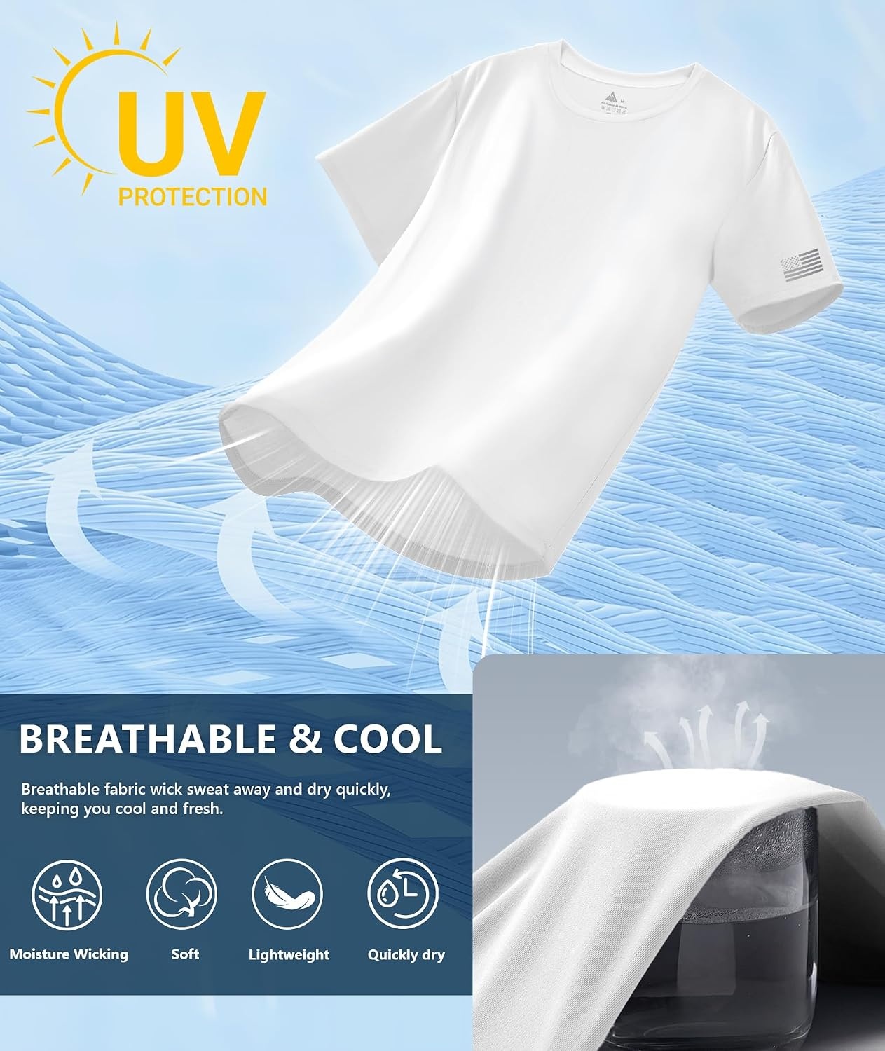 image:imageZITY 3 Pack Mens Swim Shirt UPF 50 Rash Guard Short Sleeve Sun Protection TShirts Fishing Beach Workout ShirtsLightgray White Lightblue