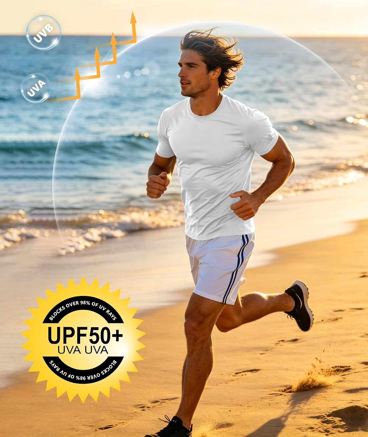 image:imageZITY 3 Pack Mens Swim Shirt UPF 50 Rash Guard Short Sleeve Sun Protection TShirts Fishing Beach Workout ShirtsLightgray White Lightblue