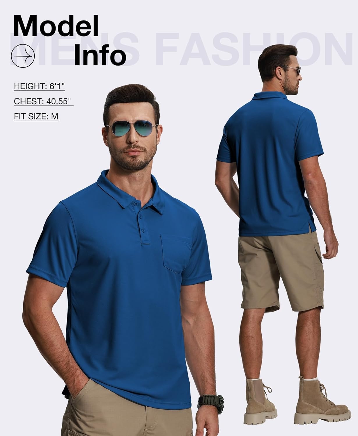 image:imageZITY 7 Pack Mens Polo Shirts with Pocket Moisture Wicking Short Sleeve Outdoor Golf Athletic Work Multipack ShirtsZdark Teal Blueblackroyal Blue