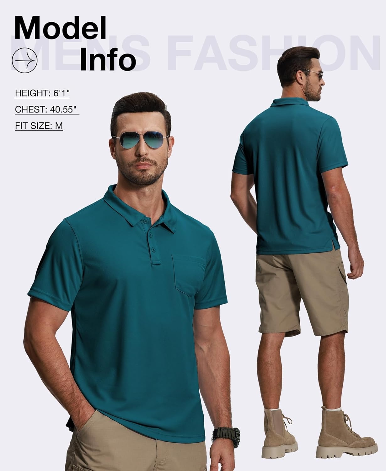 image:imageZITY 7 Pack Mens Polo Shirts with Pocket Moisture Wicking Short Sleeve Outdoor Golf Athletic Work Multipack ShirtsZdark Teal Bluewine Redblack