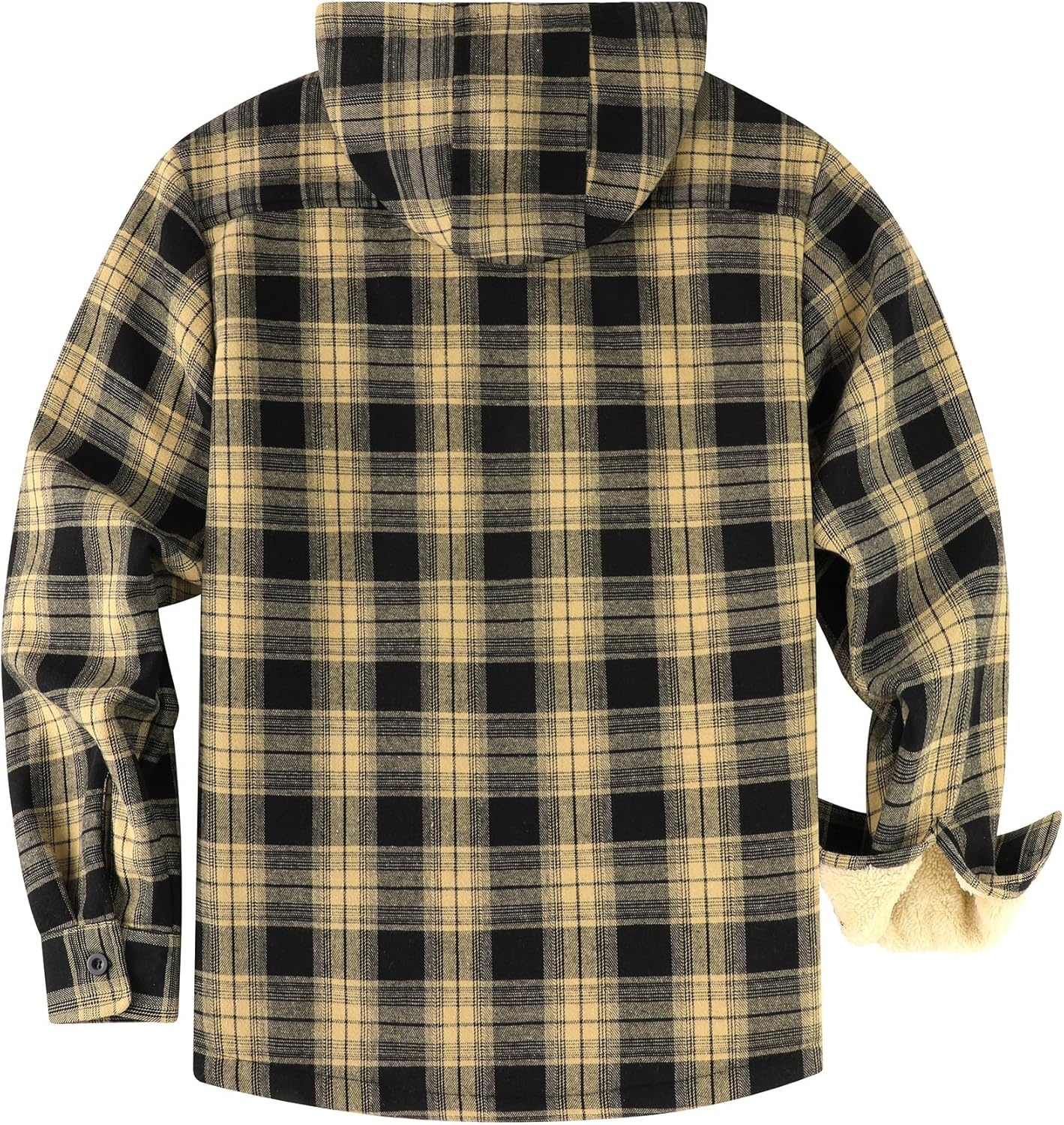 image:imageZITY Mens Flannel Jacket Plaid Zip Up Hoodie Fleece Jacket Sherpa Lined Sweatshirt Warm Winter Coat with PocketBlack Beige