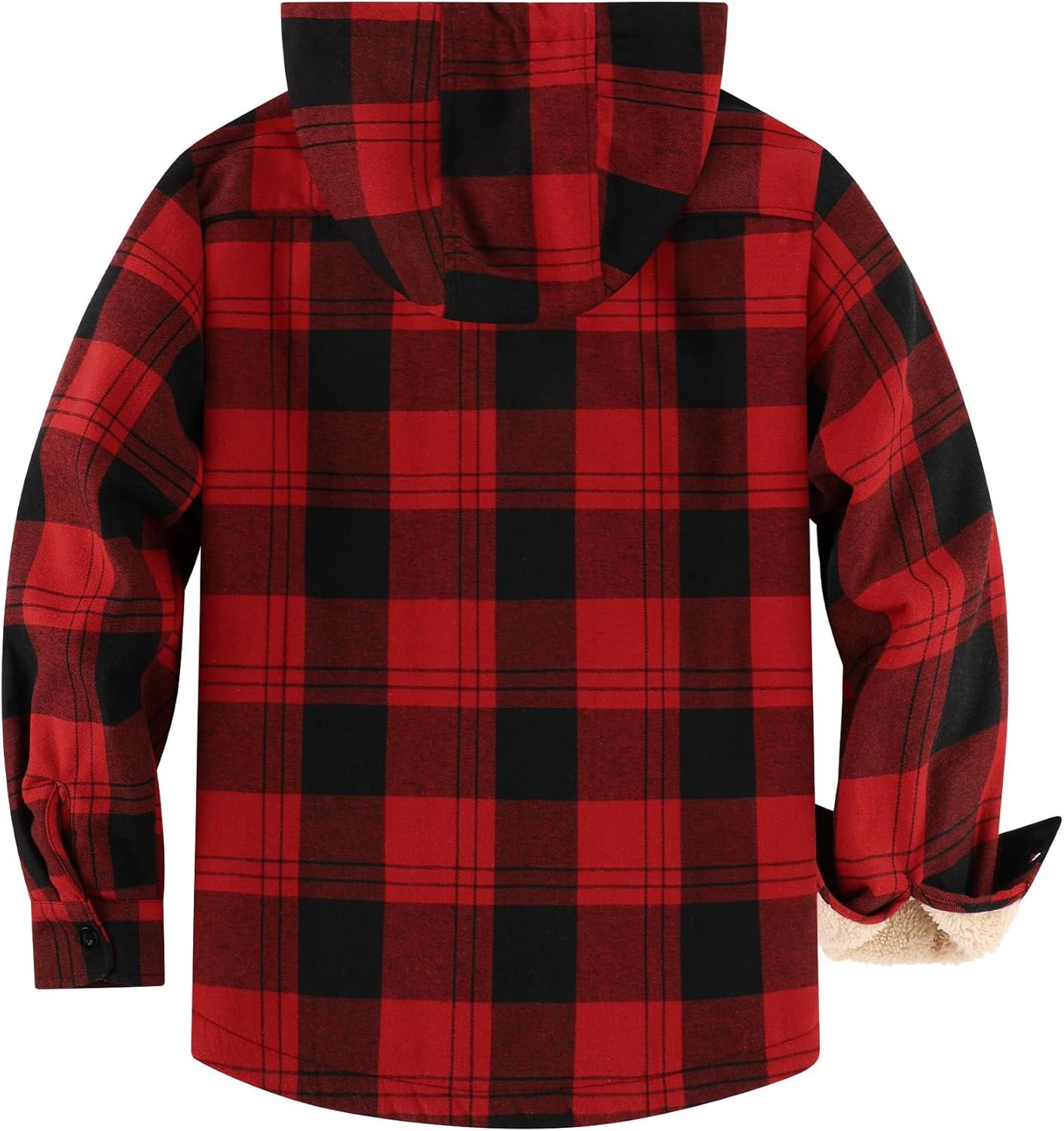 image:imageZITY Mens Flannel Jacket Plaid Zip Up Hoodie Fleece Jacket Sherpa Lined Sweatshirt Warm Winter Coat with PocketBlack Red