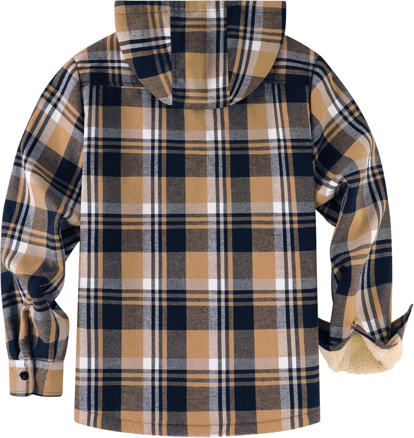 image:imageZITY Mens Flannel Jacket Plaid Zip Up Hoodie Fleece Jacket Sherpa Lined Sweatshirt Warm Winter Coat with PocketDeep Blue Beige