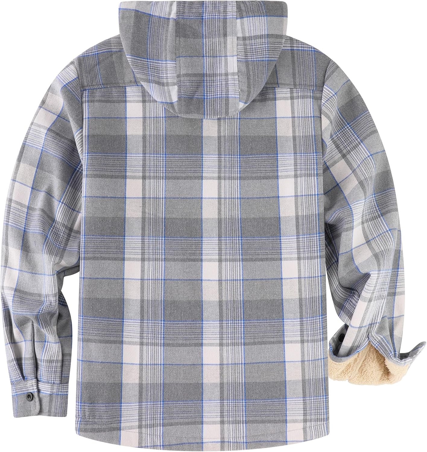 image:imageZITY Mens Flannel Jacket Plaid Zip Up Hoodie Fleece Jacket Sherpa Lined Sweatshirt Warm Winter Coat with PocketGrey