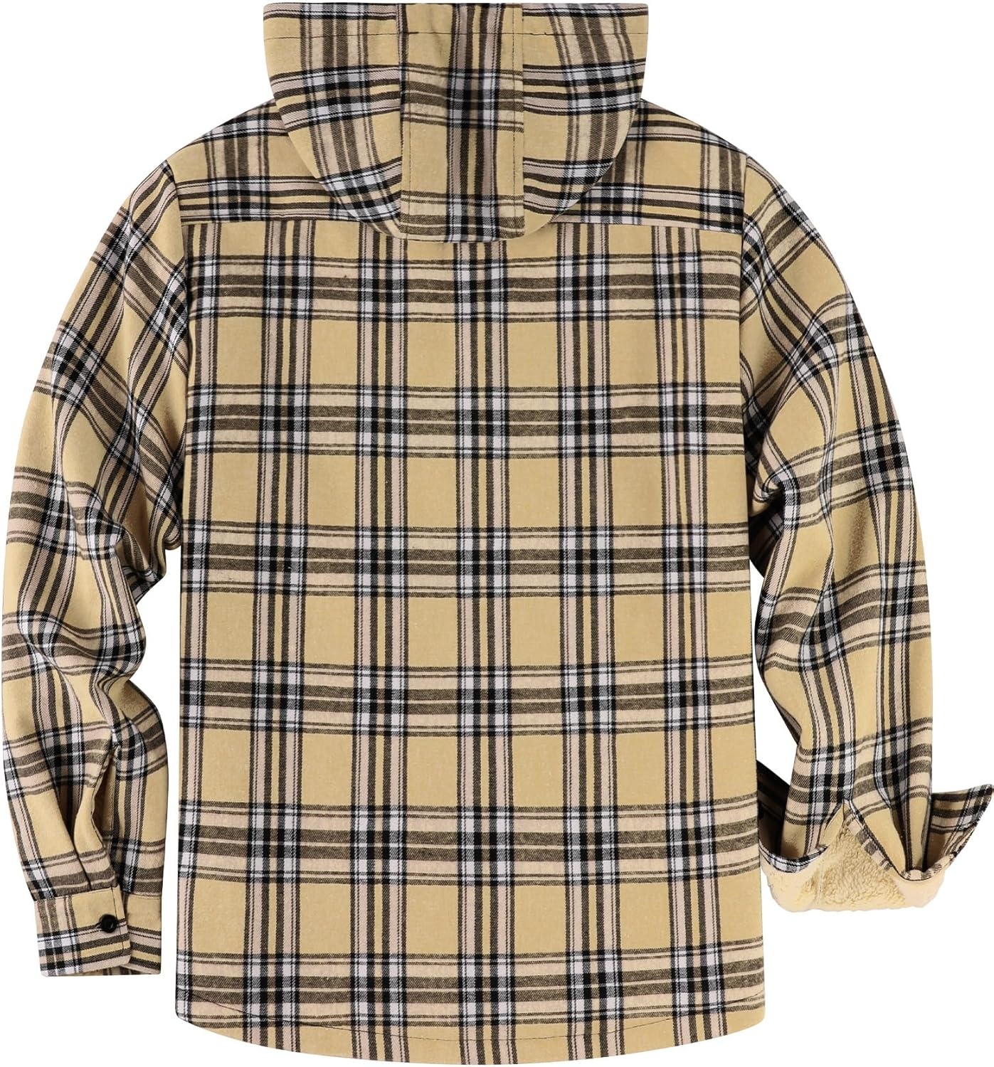 image:imageZITY Mens Flannel Jacket Plaid Zip Up Hoodie Fleece Jacket Sherpa Lined Sweatshirt Warm Winter Coat with PocketKhaki