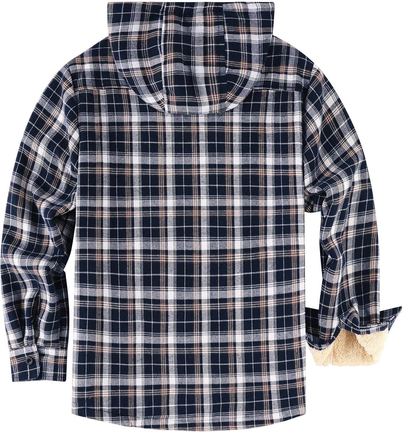 image:imageZITY Mens Flannel Jacket Plaid Zip Up Hoodie Fleece Jacket Sherpa Lined Sweatshirt Warm Winter Coat with PocketNavy White